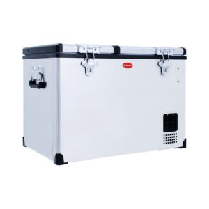 SnoMaster - 66L Low Profile Dual Compartment Stainless Steel Fridge/Freezer AC/DC